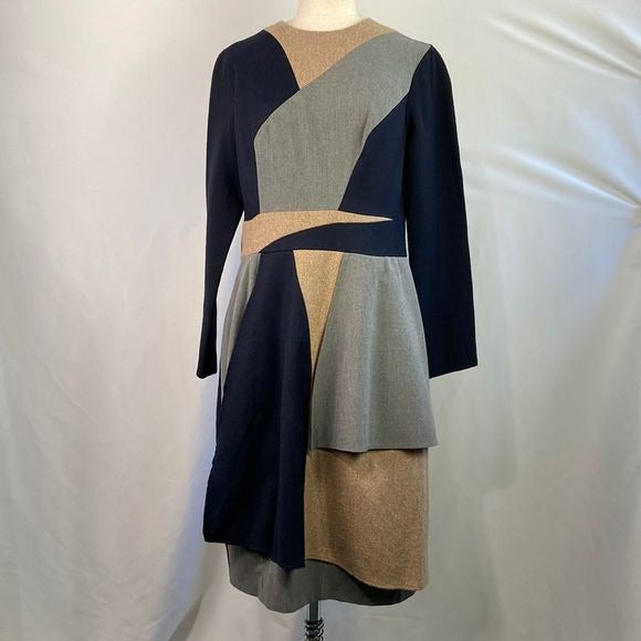 Stogova Tan Gray Black Color Block Dress