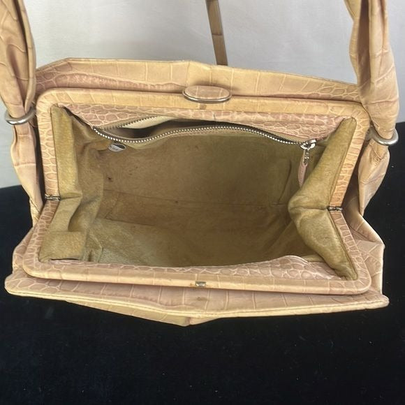 Marni Tan Crocodile Leather Tied Strap Satchel