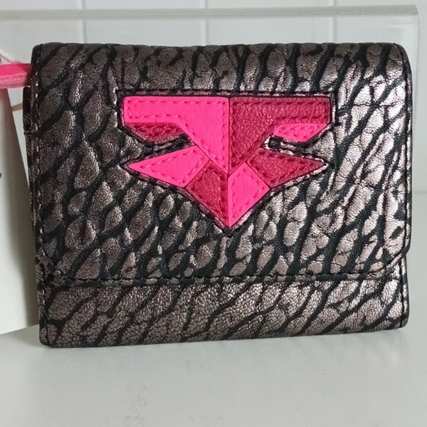 Liebeskind NWTMetallic Brown Wallet with Hot Pink Logo.