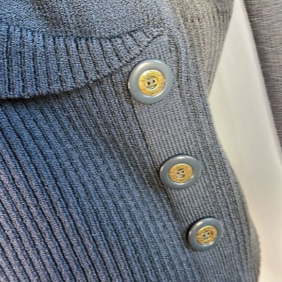 St John Grey Wrap Front Knit Sweater