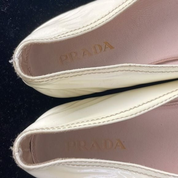 Prada Cream Tan Ombré Patent Flats