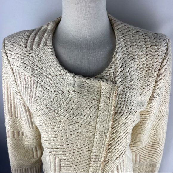 IRO cream with gold textured side zip jacket