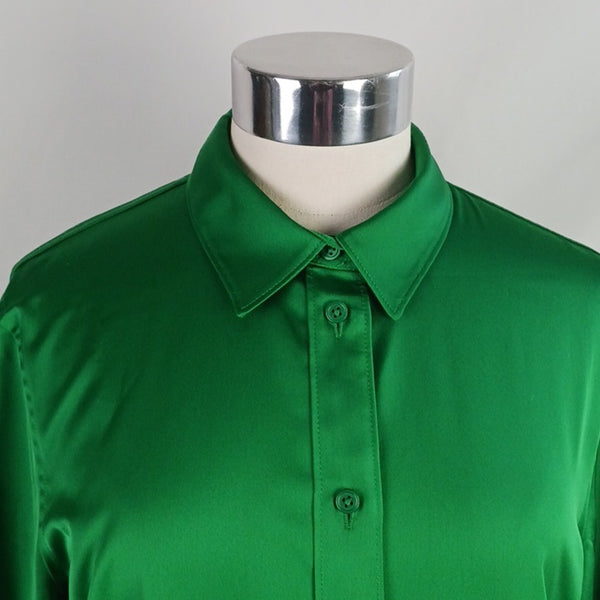 J. Crew Green Satin Blouse/ Skirt Set