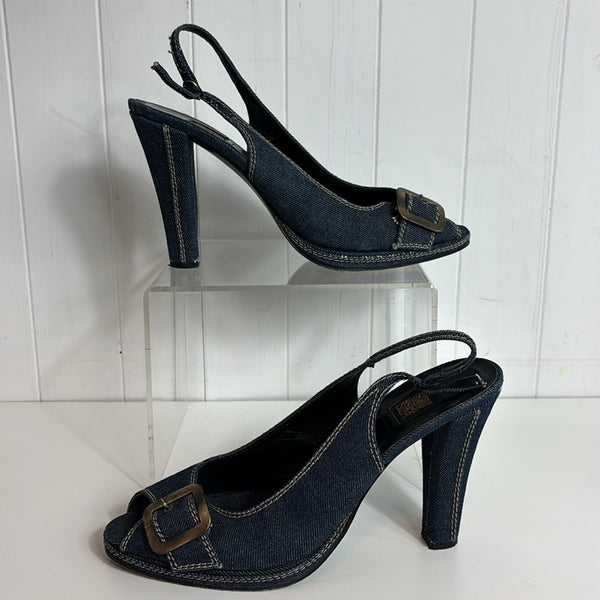 Biba Denim Heeled Sling Back Sandals