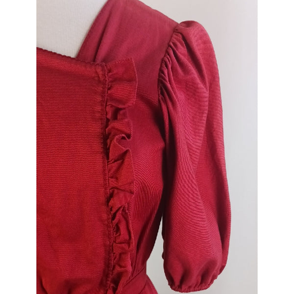 SACHIN & BABI RED SHORT SLEEVE PEASANT DRESS.