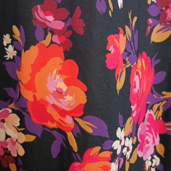 Johnny Was Black and Pink Floral Maxi / Slip Dress.