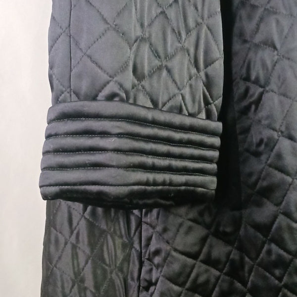 Valentino Vtg  Black Satin Quilted W Beaded Toggles Cape Coat.