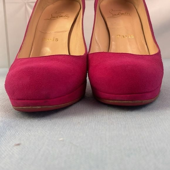 Christian Louboutin Pink Suede Platform Pumps As Is Shoes