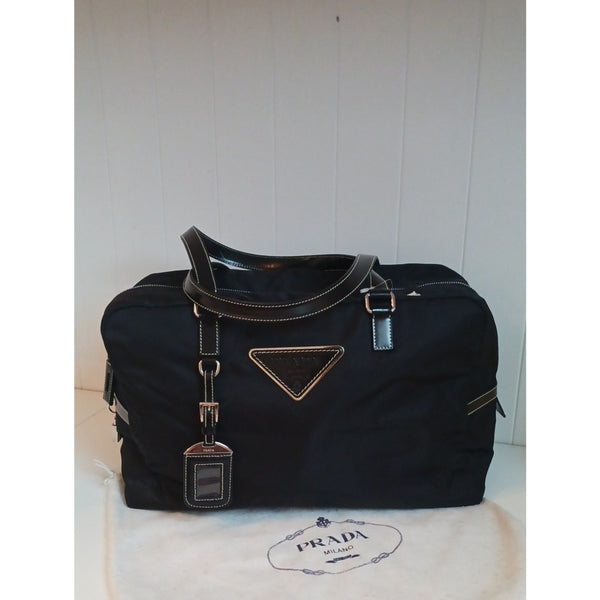PRADA BLK NYLON NEW LARGE SATCHEL BAG