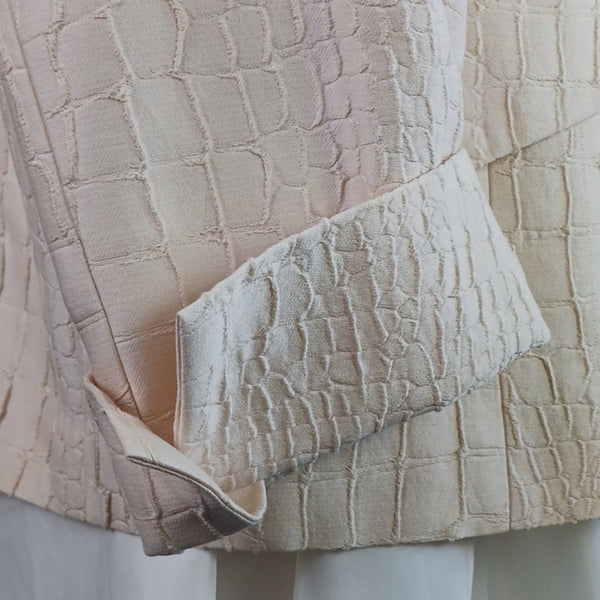 Marina Rinaldi Vintage Cream Textured Beaded Button Jacket