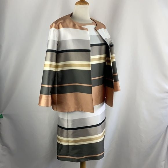 Lafayette 148 Striped Sheath Dress with Jacket