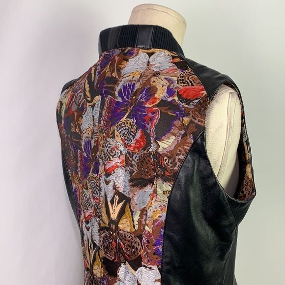 Miri Black Leather Top Multi Print Dress