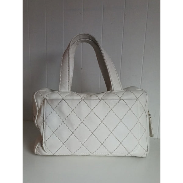 CHANEL VTG WHITE WILD STICH AS IS BAG.