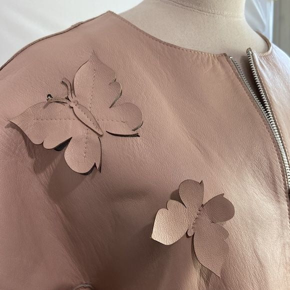 Stogova pink faux leather butterfly cutout jacket