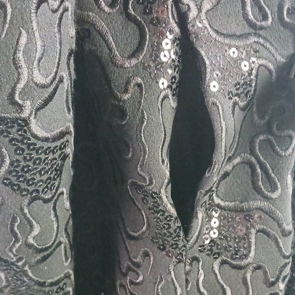 Betsey Johnson Vtg  Embr.Black Sequin 3/4 Jacket.