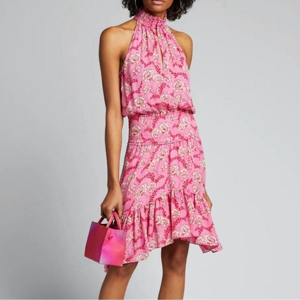 ALC Pink Floral Hi-Neck Peasant Dress New