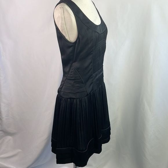 NWT D Von Furstenberg Black Pleated Drop Waist Dress