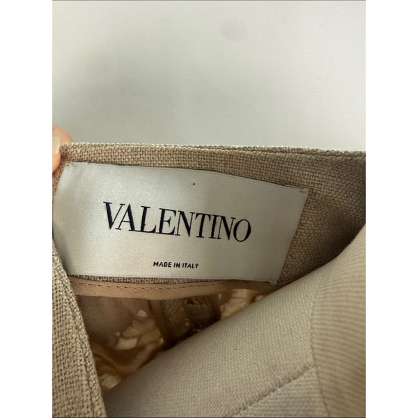 VALENTINO VINTAGE TAN CROCHET BLAZER JACKET