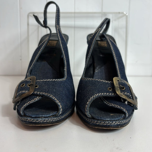 Biba Denim Heeled Sling Back Sandals