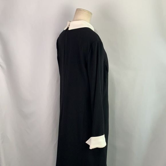 Mikael Aghal Black Dress w/ Cream Collar/Cuffs