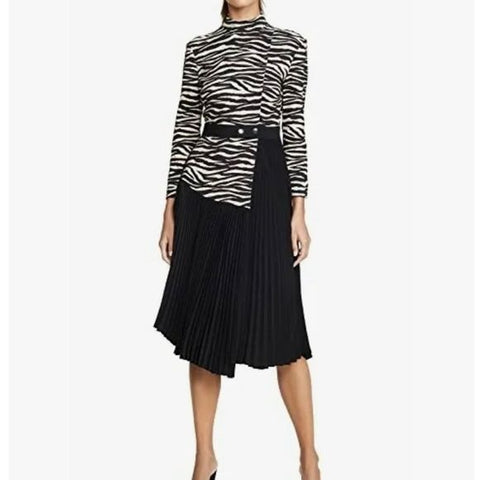 NWT ALC Animal Print Top w Black Pleated Bottom Dress