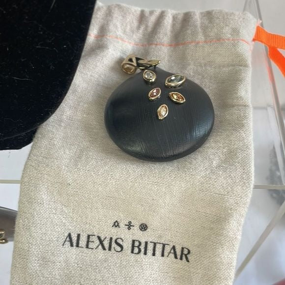 Alexis Bittar 2 Lucite And Crystal Disks With Chain Necklace