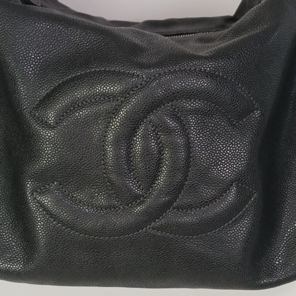 Chanel Black Caviar Hobo W Chain Strap.