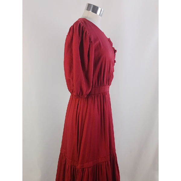 SACHIN & BABI RED SHORT SLEEVE PEASANT DRESS.