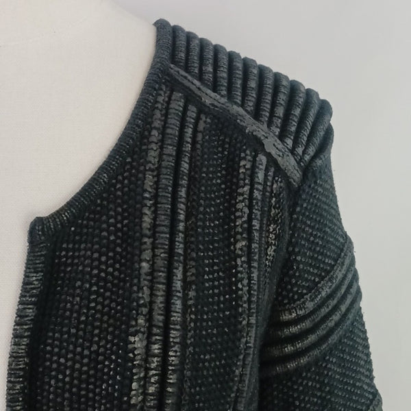 Isabel Marant Black Ribbed Coated 3/4 Knit Jacket
