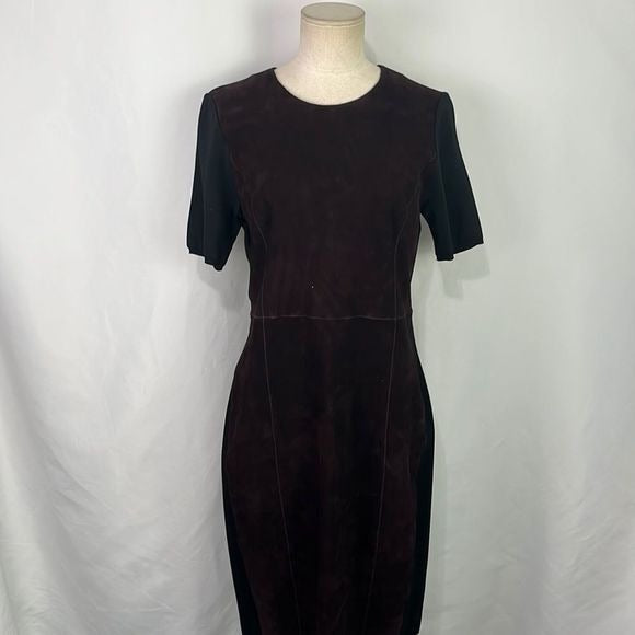 Elie Tahari Brown Lamb Suede Black Back