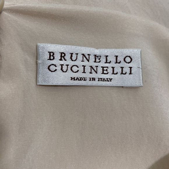 Bruno Cucinelli Cream Silk w Lace Cuffs Top