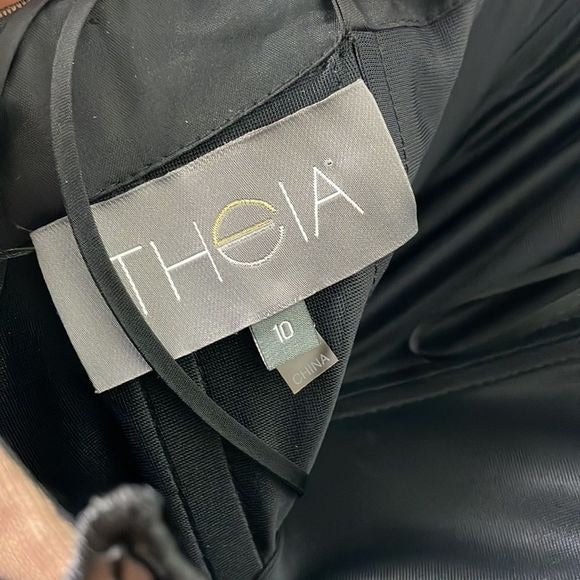 Theia Black Sequin Floral Dress
