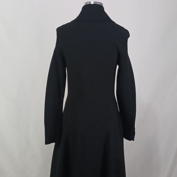 Aleeza Black Double-Breasted Dress with Gold Buttons.