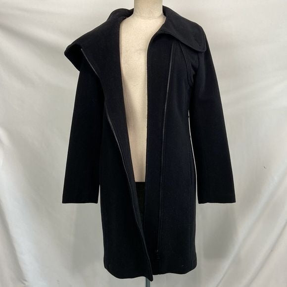 Soia & Kyo Black Side Zip 3/4 Wool Blend Coat