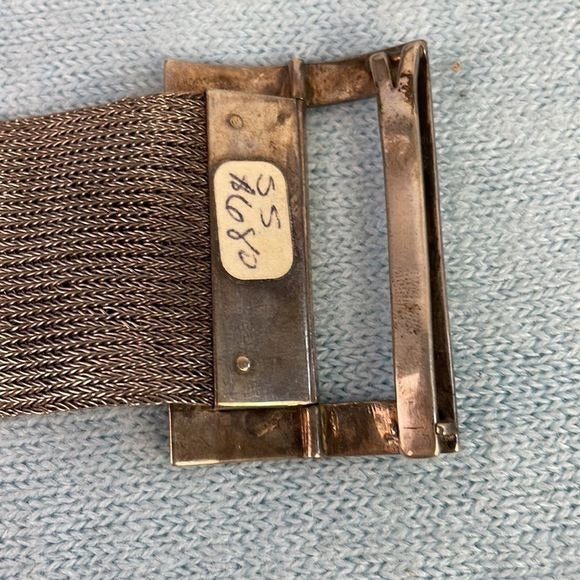 Vintage Mesh Buckle Sterling Silver Bracelet