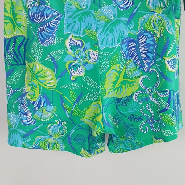 Lilly Pulitzer Green and Blue One-Shoulder Romper.