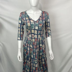 Max Mara Multi Square Print Fit Flare Dress