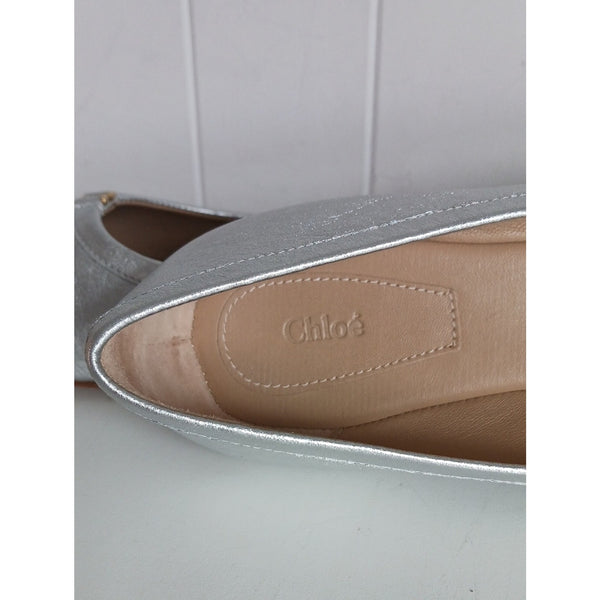 CHLOE NEW SILVER MARCIE BALLERINA FLATS