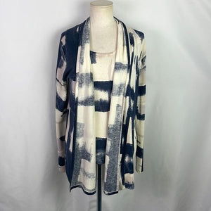 Neiman Marcus NWT Blue Cream Print Cashmere Sweater Set