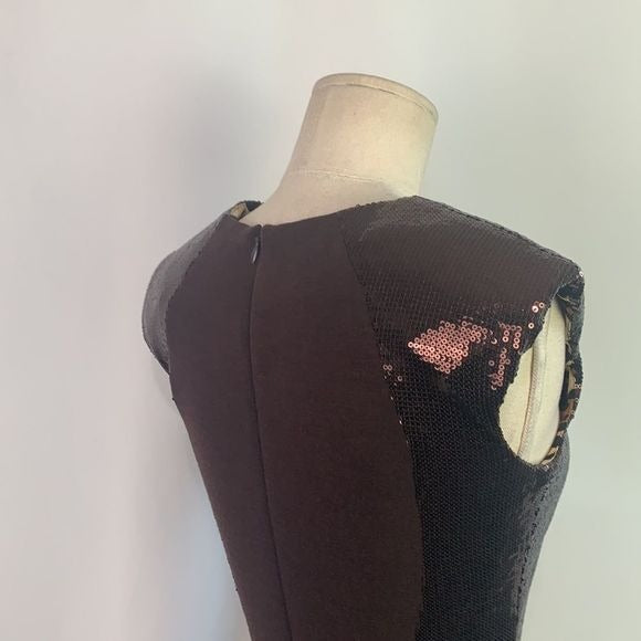 Twenty Cluny brown sequin knit dress