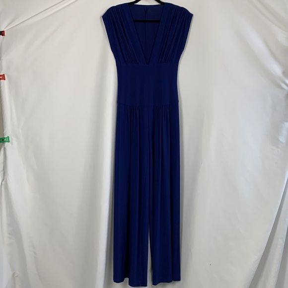 Norma Kamali Deep Blue V-Neck Vintage Jumpsuit