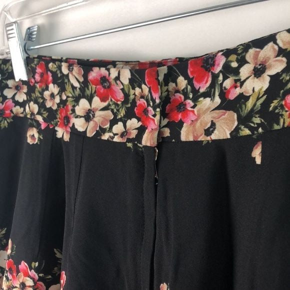 Dolce and Gabbana Black Floral MIDI Skirt