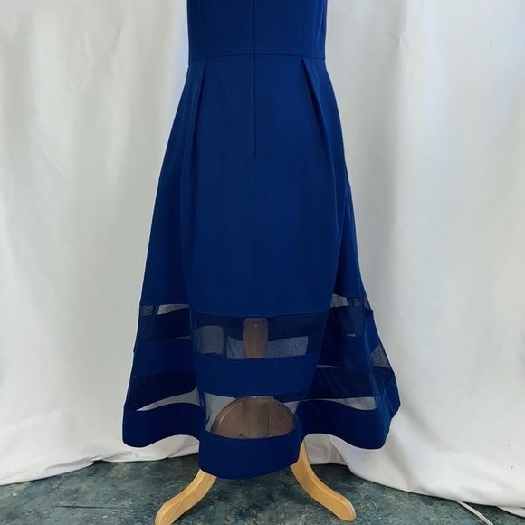 That Look Navy Midi Dress w/ Sheer Panels