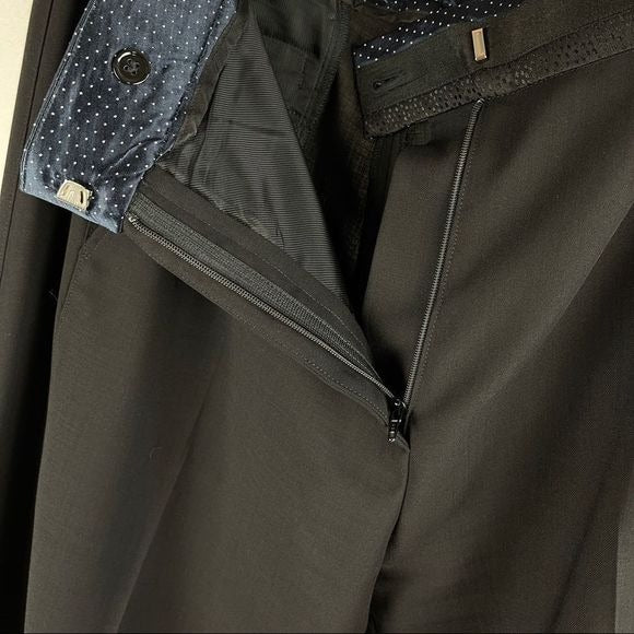 Balenciaga Paris Black Trousers with Navy Dotted Waist Trim