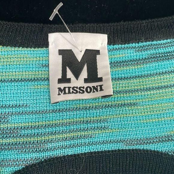 Missoni Turquoise Striped Open Back Knit Dress