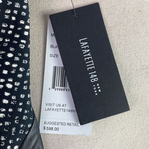 Lafayette 148 NWT Black White Print Open Front Jacket