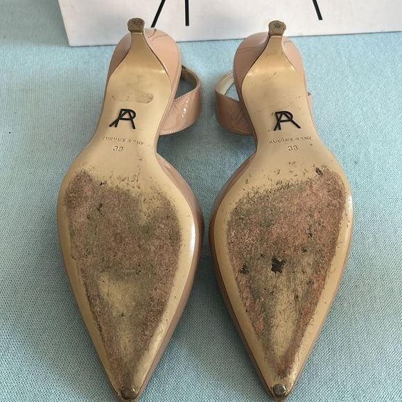 Paul Andrew Tan Patent Sling Back Heels