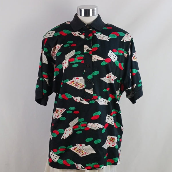 Vintage Casino Blouse Skirt Set 80s