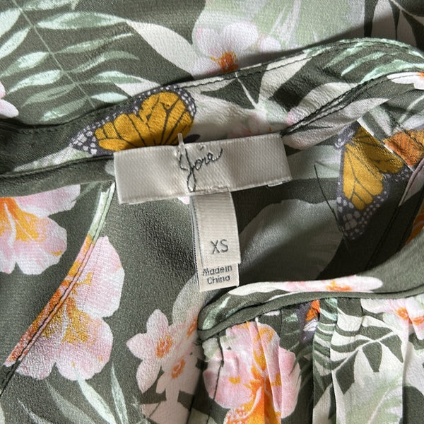 Joie Green Butterfly/ Jungle Silk Dress