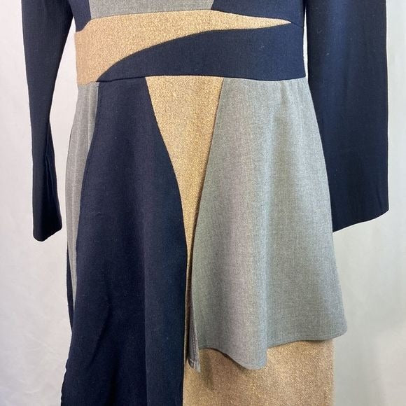Stogova Tan Gray Black Color Block Dress